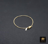 14 K Gold Filled Double Rolo Chain Bracelet, Rolo Chain Links #615, Rectangle Charm Stamped 14/20