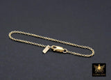 14 K Gold Filled Double Rolo Chain Bracelet, Rolo Chain Links #615, Rectangle Charm Stamped 14/20