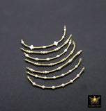 14 K Gold Filled Beaded White Connectors, Long Beaded Grade 5 Pearl and Gemstone Links # 3618, Permanent Jewelry Clover Half Bracelets