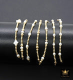 14 K Gold Filled Beaded White Connectors, Long Beaded Grade 5 Pearl and Gemstone Links # 3618, Permanent Jewelry Clover Half Bracelets