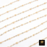 14 K Gold Filled Dainty Beaded Ivory Blush Satellite Chain, Beaded Jewelry CH# 918, By The Foot Cable Chain, Minimalist Permanent Jewelry