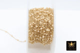 14 K Gold Filled Dainty Beaded Ivory Blush Satellite Chain, Beaded Jewelry CH# 918, By The Foot Cable Chain