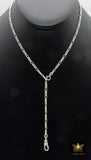 925 Sterling Silver Swivel Fob Figaro Necklace, 14 K Gold Filled Double Charms Chain Adjustable Lariat Choker, Figaro Charm Necklace