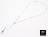 925 Sterling Silver Swivel Fob Figaro Necklace, 14 K Gold Filled Double Charms Chain Adjustable Lariat Choker, Figaro Charm Necklace