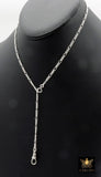 925 Sterling Silver Swivel Fob Figaro Necklace, 14 K Gold Filled Double Charms Chain Adjustable Lariat Choker, Figaro Charm Necklace