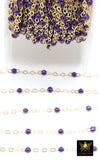 14 K Gold Filled Dainty Beaded Purple Satellite Chain, Bead Chain Jewelry, By The Foot Cable Chain, Minimalist Permanent Jewelry