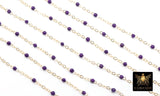 14 K Gold Filled Dainty Beaded Purple Satellite Chain, Bead Chain Jewelry CH# 921, By The Foot Cable Chain, Minimalist Permanent Jewelry