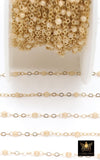 14 K Gold Filled Dainty Beaded Ivory Blush Satellite Chain, Beaded Jewelry CH# 918, By The Foot Cable Chain, Minimalist Permanent Jewelry