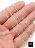 14 K Gold Filled Dainty Beaded Ivory Blush Satellite Chain, Beaded Jewelry CH# 918, By The Foot Cable Chain