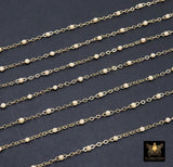 14 K Gold Filled Dainty Beaded Ivory Blush Satellite Chain, Beaded Jewelry CH# 918, By The Foot Cable Chain, Minimalist Permanent Jewelry