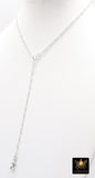 925 Sterling Silver Swivel Fob Figaro Necklace, 14 K Gold Filled Double Charms Chain Adjustable Lariat Choker, Figaro Charm Necklace