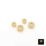 Gold Plated Rondelle Filigree Beads, 8 mm Patterned Gold Thick Heishi Beads AG# 3477, Round Metal High Quality Beads