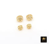 Gold Plated Rondelle Filigree Beads, 8 mm Patterned Gold Thick Heishi Beads AG# 3477, Round Metal High Quality Beads