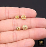 Gold Plated Rondelle Filigree Beads, 6 or 8 mm Patterned Thick Heishi Beads AG# 3477, Round Metal High Quality Beads# 2050 - 2 Piece