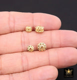 Gold Plated Rondelle Filigree Beads, 8 mm Patterned Gold Thick Heishi Beads AG# 3477, Round Metal High Quality Beads