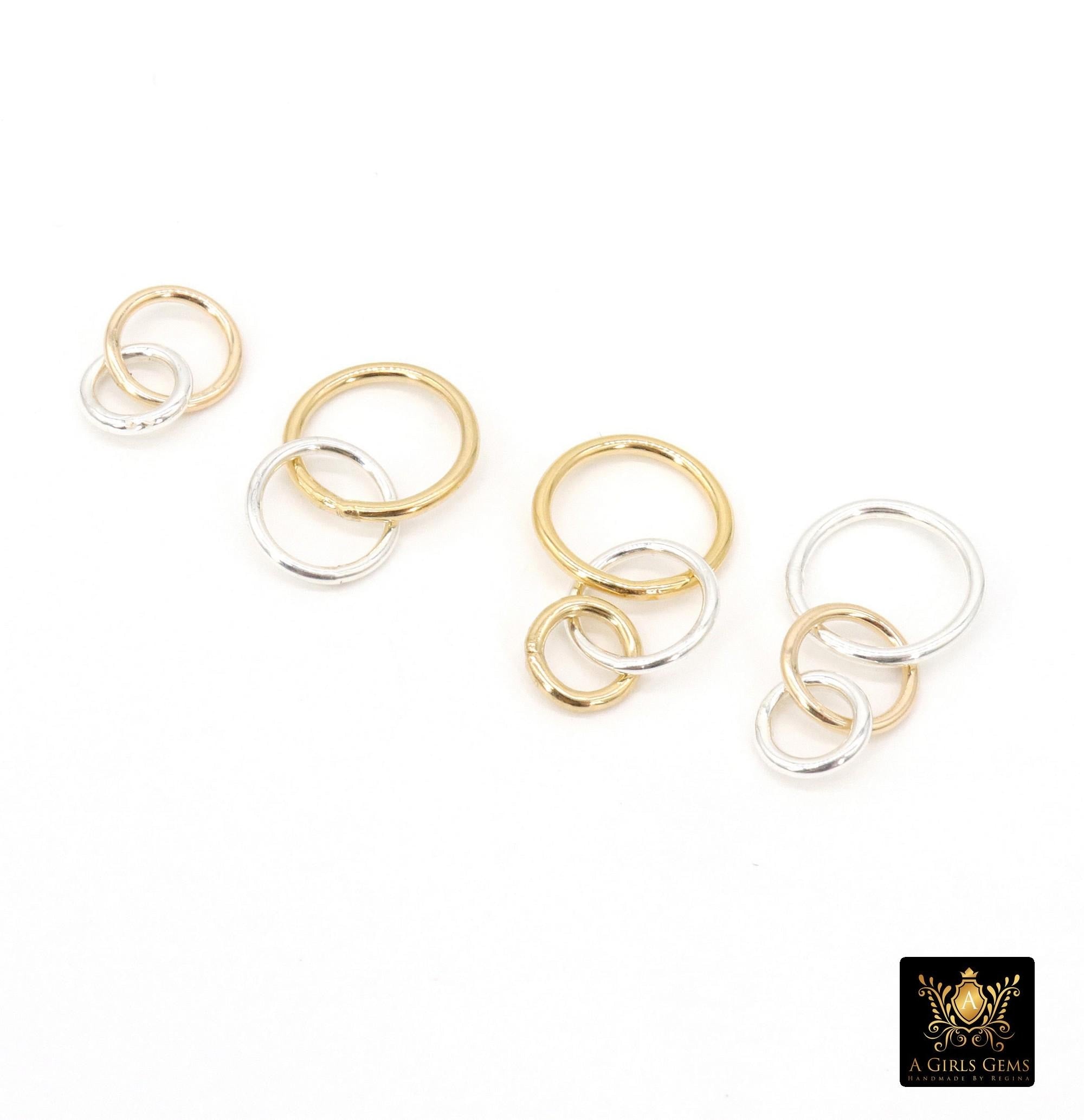 Mixed Metal Solder Rings, 14 K Gold Filled 3 Ring and 2 Ring Infinity Rings, 925 Sterling Silver Soldered Linking Rings