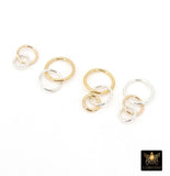 Mixed Metal Solder Rings, 14 K Gold Filled 3 Ring and 2 Ring Infinity Rings, 925 Sterling Silver Soldered Linking Rings