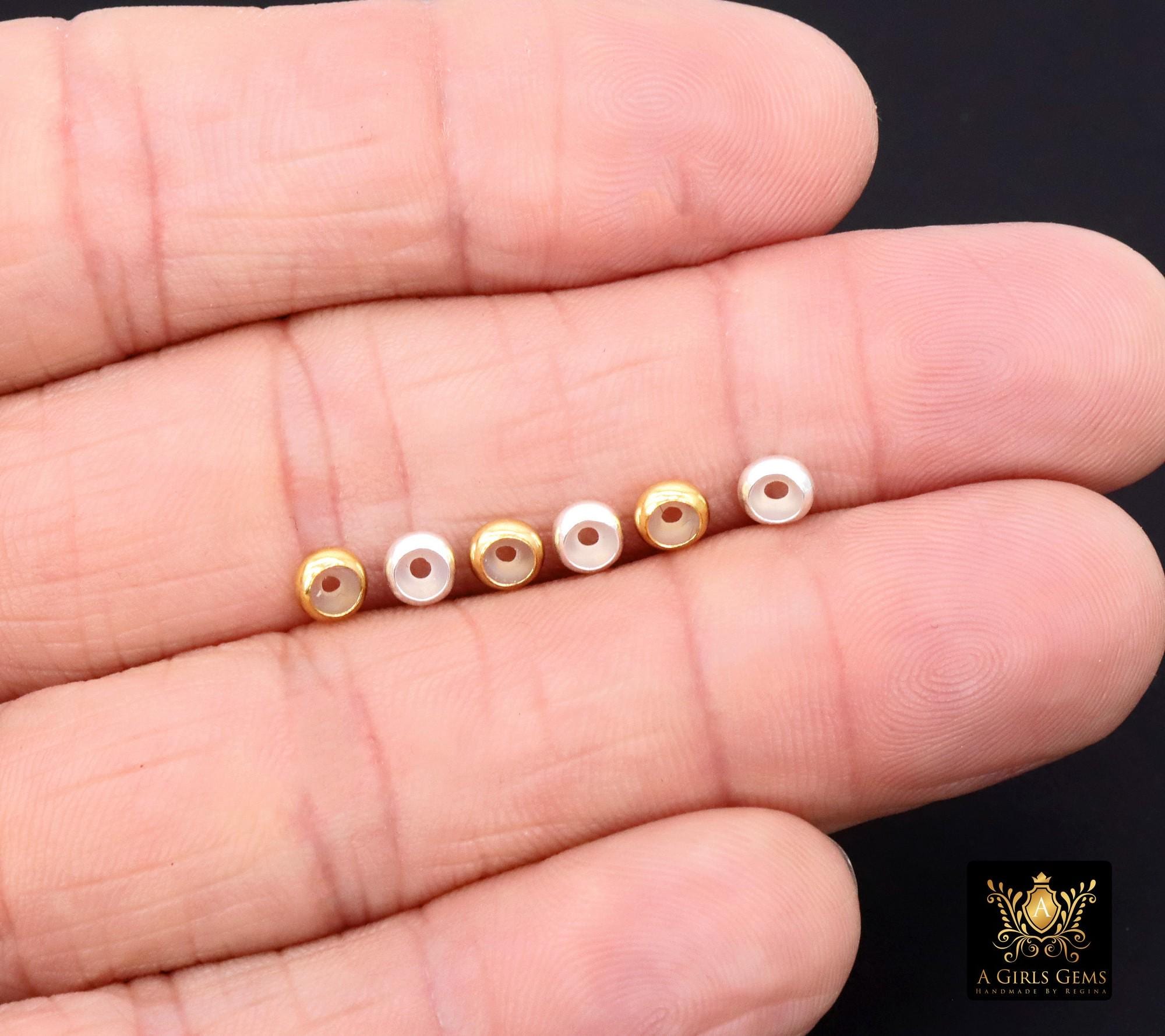 925 Sterling Silver Slider Beads, 14 K Gold Filled Dainty Chain Silicon Stopper Beads # , 5.0 mm
