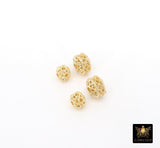 Gold Plated Rondelle Filigree Beads, 8 mm Patterned Gold Thick Heishi Beads AG# 3477, Round Metal High Quality Beads
