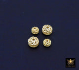 Gold Plated Rondelle Filigree Beads, 8 mm Patterned Gold Thick Heishi Beads AG# 3477, Round Metal High Quality Beads