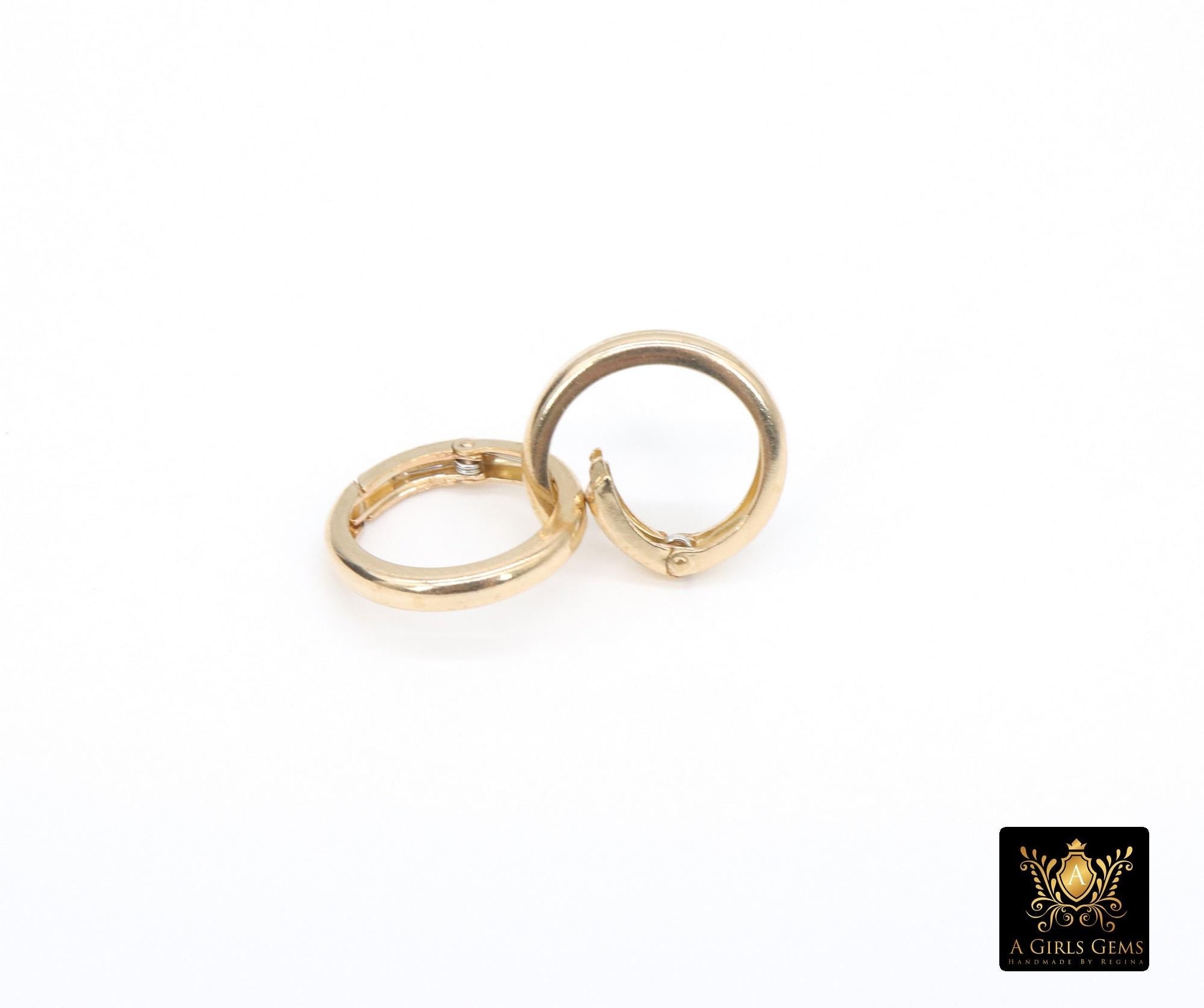 14 Gold Filled Round Push Clasp, 10 mm 12 mm 14 mm Small Gold # 715, Gold Clip Connector