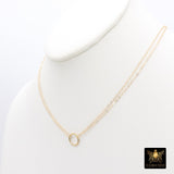 14 K Gold Linked Ring Necklace, 925 Sterling Silver Double Circle Infinity Chokers #684, Adjustable Eternity Forever Jewelry