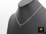 14 K Gold Linked Ring Necklace, 925 Sterling Silver Double Circle Infinity Chokers #684, Adjustable Eternity Forever Jewelry