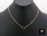 14 K Gold Linked Ring Necklace, 925 Sterling Silver Double Circle Infinity Chokers #684, Adjustable Eternity Forever Jewelry
