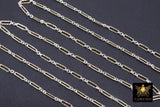 14 K Gold Filled Bar Mixed Metal Chain, 9.1 mm Two Tone 925 Sterling Silver Nugget CH# 936, 2.8 mm Long and Short Textured, By the Foot