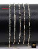14 K Gold Filled Bar Mixed Metal Chain, 1.6 mm Two Tone 925 Sterling Silver Texture CH# 900, 4.8 mm or 6.5mm, Long Short, # 934 By the Foot