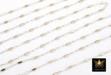14 K Gold Filled Bar Mixed Metal Bar Chain, 5.7 mm Two Tone 925 Sterling Silver Textured CH# 935, 2.7 mm Long Short Paperclip Rolo, By Foot