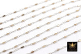 14 K Gold Filled Bar Mixed Metal Bar Chain, 5.7 mm Two Tone 925 Sterling Silver Textured CH# 935, 2.7 mm Long Short Paperclip Rolo, By Foot
