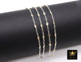 14 K Gold Filled Bar Mixed Metal Bar Chain, 5.7 mm Two Tone 925 Sterling Silver Textured CH# 935, 2.7 mm Long Short Paperclip Rolo, By Foot
