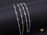 14 K Gold Filled Bar Mixed Metal Bar Chain, 5.7 mm Two Tone 925 Sterling Silver Textured CH# 935, 2.7 mm Long Short Paperclip Rolo, By Foot
