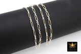 14 K Gold Filled Bar Mixed Metal Chain, 9.1 mm Two Tone 925 Sterling Silver Nugget CH# 936, 2.8 mm Long and Short Textured, By the Foot