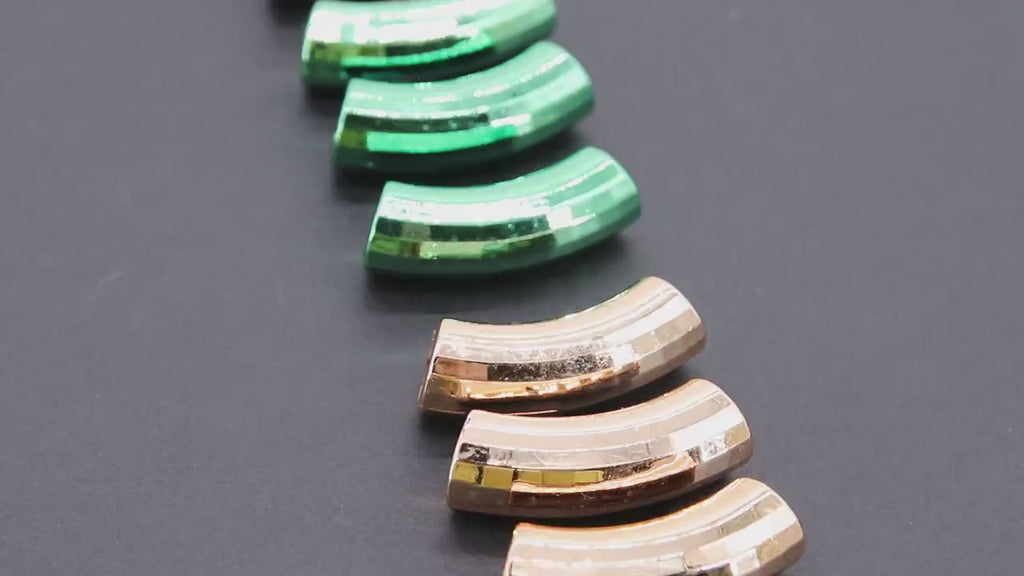 10 mm Acrylic Curved Tube Beads, Faceted Bangle Tube Beads, Rose