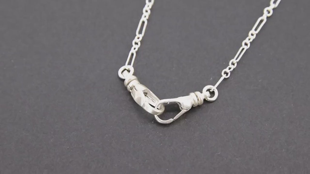 925 Sterling Silver Swivel Double Fob Necklace, Silver Paperclip and Rolo Everyday Choker, Rectangle Oval Chain Choker