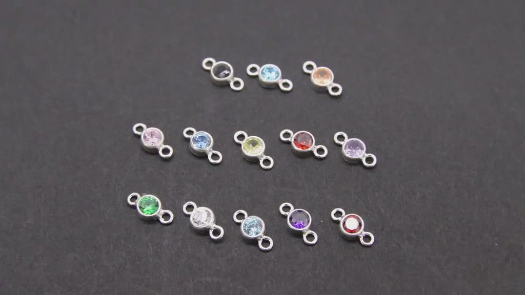 925 Sterling Silver Birthstone Connectors, Top Quality CZ 3 mm Bezel Links #3078, Black Onyx CZ Permanent Jewelry