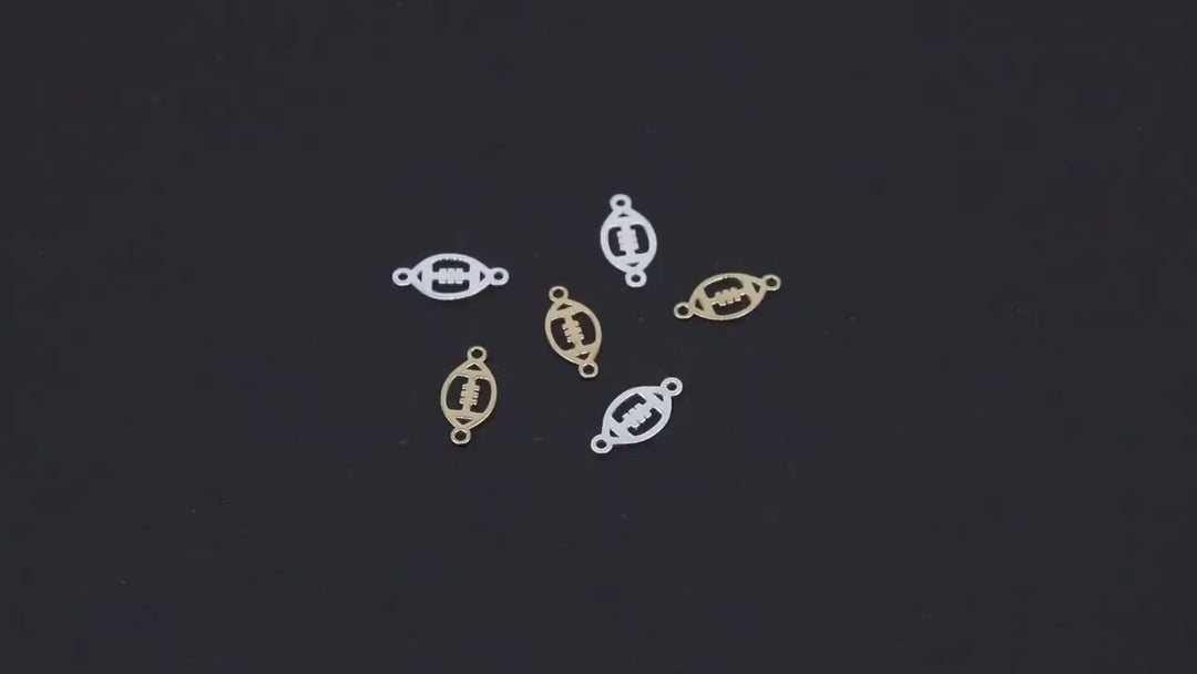 14 K Gold Filled Football Connector, 925 Sterling Silver Cross Link # 3115, Dainty 5 x 10 mm Football Links # 3114