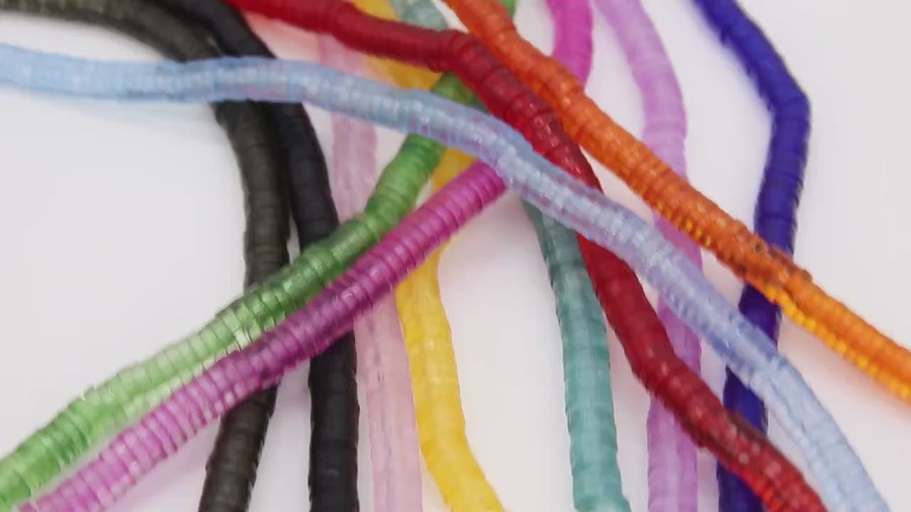 Heishi Flat Rondelle Beads, Colorful Acrylic Disc CB # 150, 6 mm Bracelet Bangle Beads