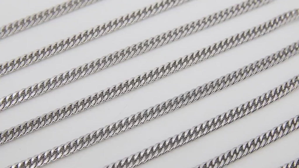 Silver Stainless Steel Chain, 304 Faceted Curb 5 mm Chains CH #211, Unfinished Necklace Chains