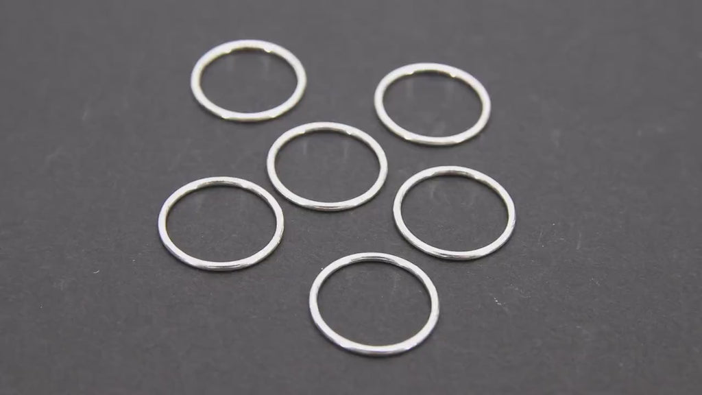 925 Sterling Silver Closed Soldered Rings, 15 mm Interlocking Charms # 3385, Round Shaped Connector Links