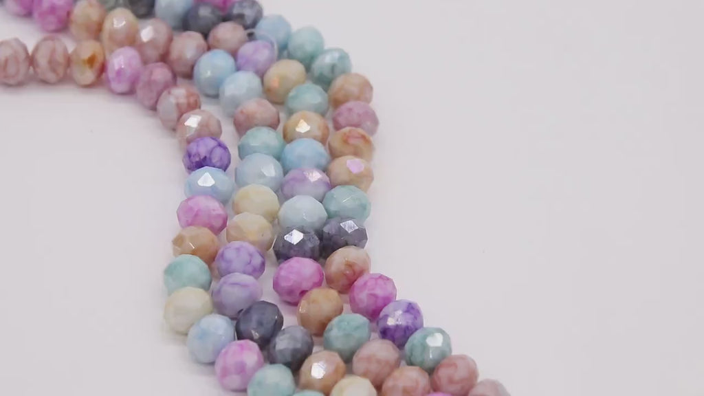Multi Color Crystal Beads, Faceted Spring Easter Crystal Rondelle BS #261, Jewelry Spring Pastel Bead Strands