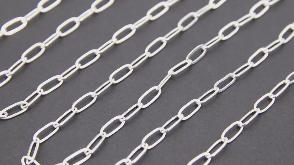 925 Sterling Silver Paperclip Chain, 8.5 mm Rectangle Drawn CH# 856, 14 K Gold Filled Chains CH# 756