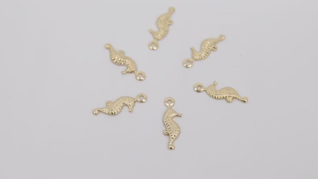 14 K Gold Filled Seahorse Charm, 14 20 Gold Small Nautical Charm #2569, 4.6 x 14 mm Beach charms
