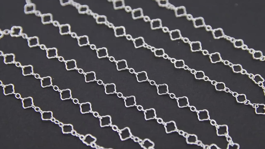 925 Sterling Silver Clover Chain, 4.5 mm Quatrefoil 925 Sterling Silver Links CH# 912, Unfinished Dainty Chain CH# 875