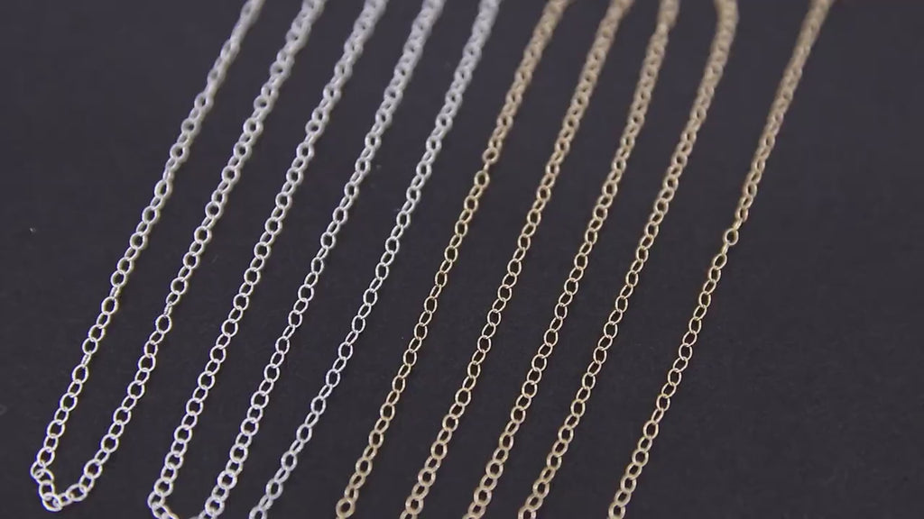 14 K Gold Filled Hammered Cable Chains, 2.4 x 1.9 mm 925 Sterling Sliver CH# 866, Dainty Chain