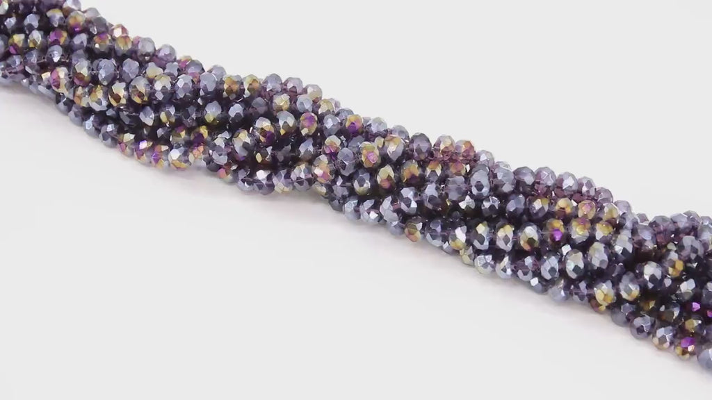 Purple and Gold LSU Tiger Beads,  Plated Electroplated Purple Rondelle Beads BS #219, size 8 x 6 mm