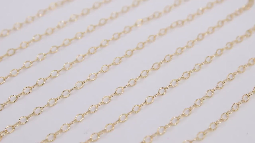 14 K Gold Filled Hammered Chains, 4 mm Oval Textured Chains CH# 776, Unfinished Flat Chain