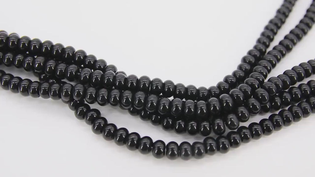 Black Heishi Beads, Smooth Black Beads BS #345, sizes in Donut 6 x 4 mm Rondelle